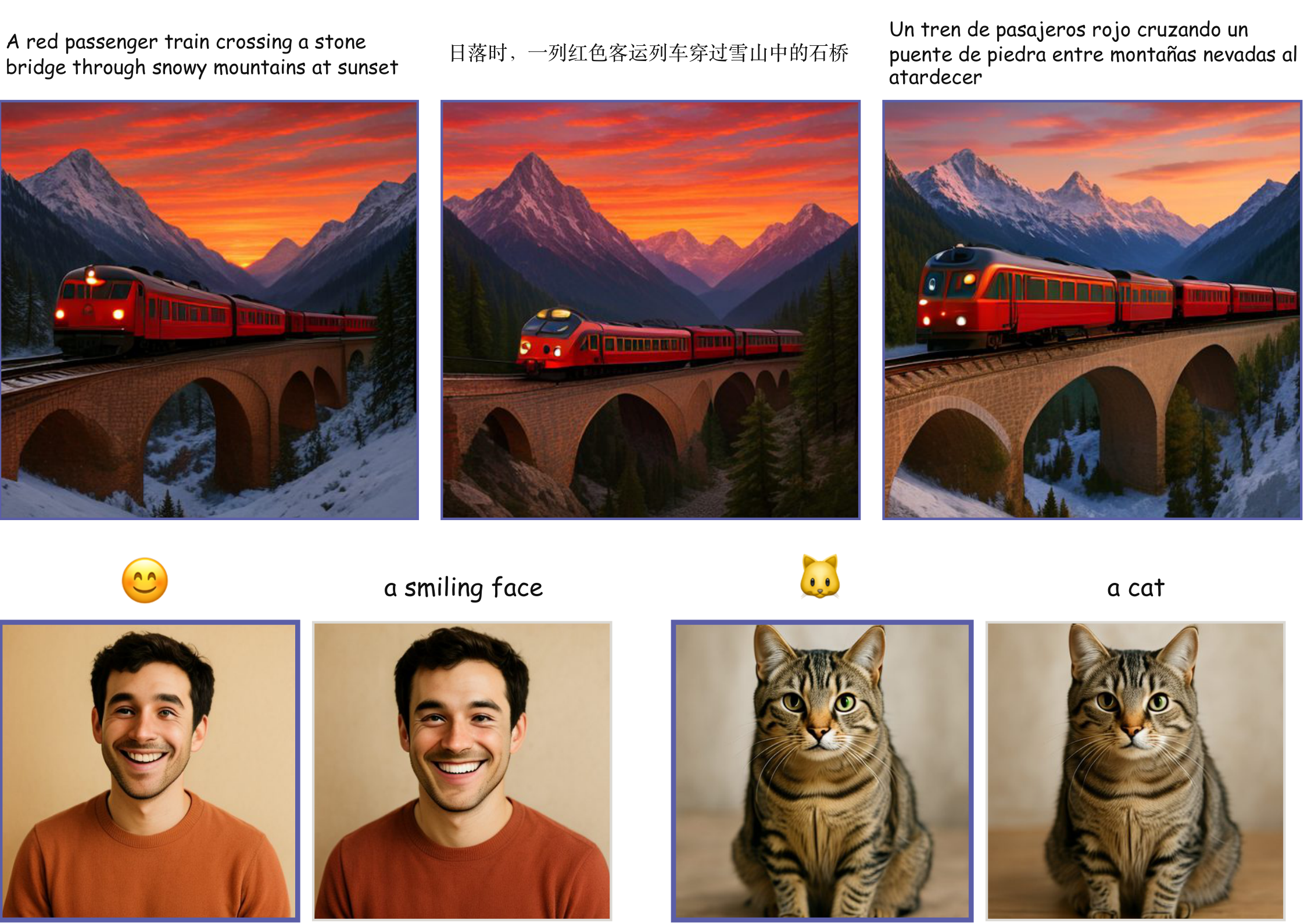 Multilingual and emoji prompts decoded by FLAT.